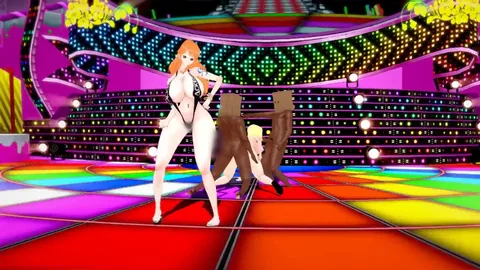 (One Piece, Dragon Ball) Nami and Android 18 Kiss me 愛してる sex dance MMD Blacked
