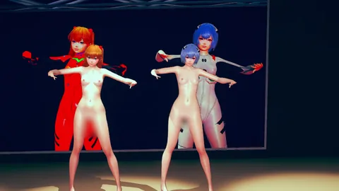 アスカとレイが丸出しで踊るトリックカメラ！（改良版）