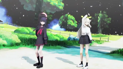 【MMD】正実モブとノノミでオツキミリサイタル【ブルアカ】