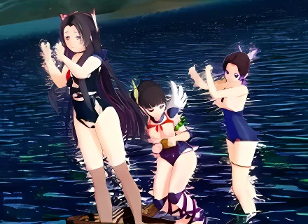 Yoru no Odoriko R-18 (Kanae & Kanao & Shinobu naked Vertical version)